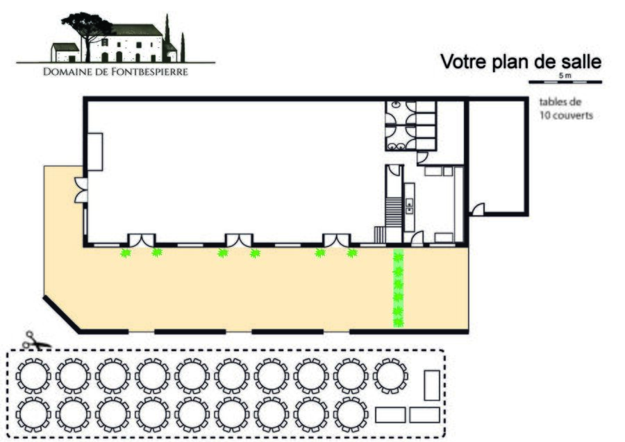 Votre plan de salle du Domaine de Fontbespierre : Tables de 10 couverts