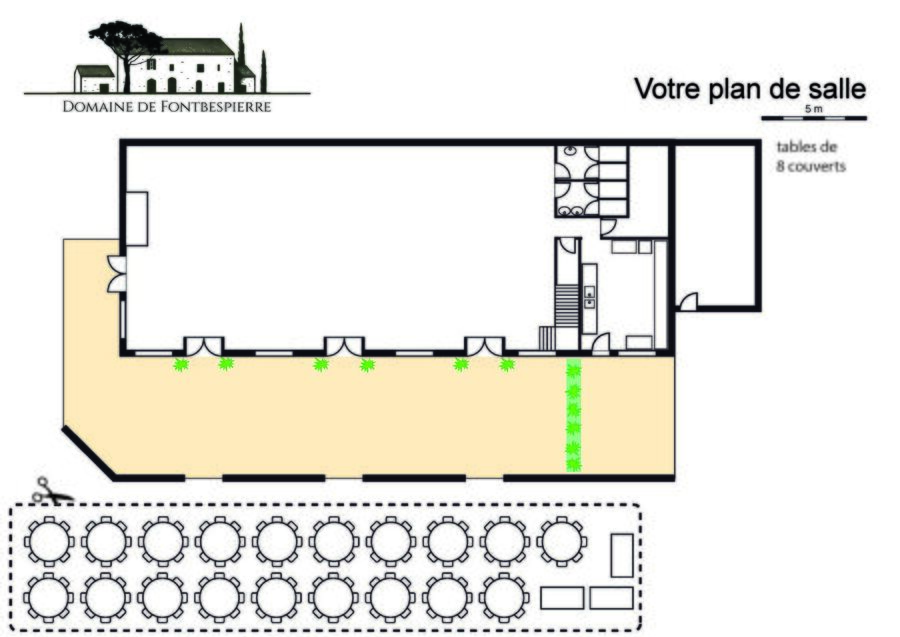 Votre plan de salle du Domaine de Fontbespierre : Tables de 8 couverts