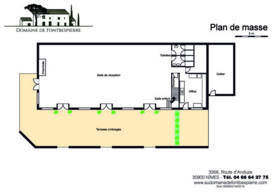 Plan de masse du Domaine de Fontbespierre : Salle, terrasse, annexes